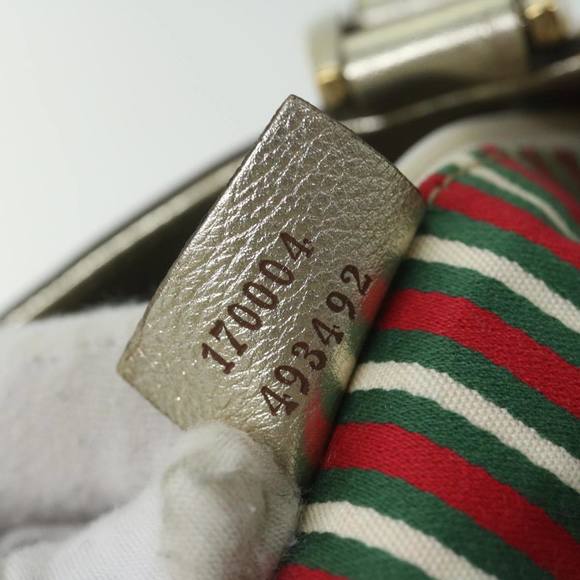 GUCCI GG Canvas Hand Bag Beige Gold Tone 170004 Auth ep2669 - Picture 11 of 16